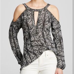 Long Sleeve Free People blouse | open back + beaded,  open shoulder Y2K vibes